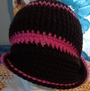 Stylish Pink and Brown Knit Hat